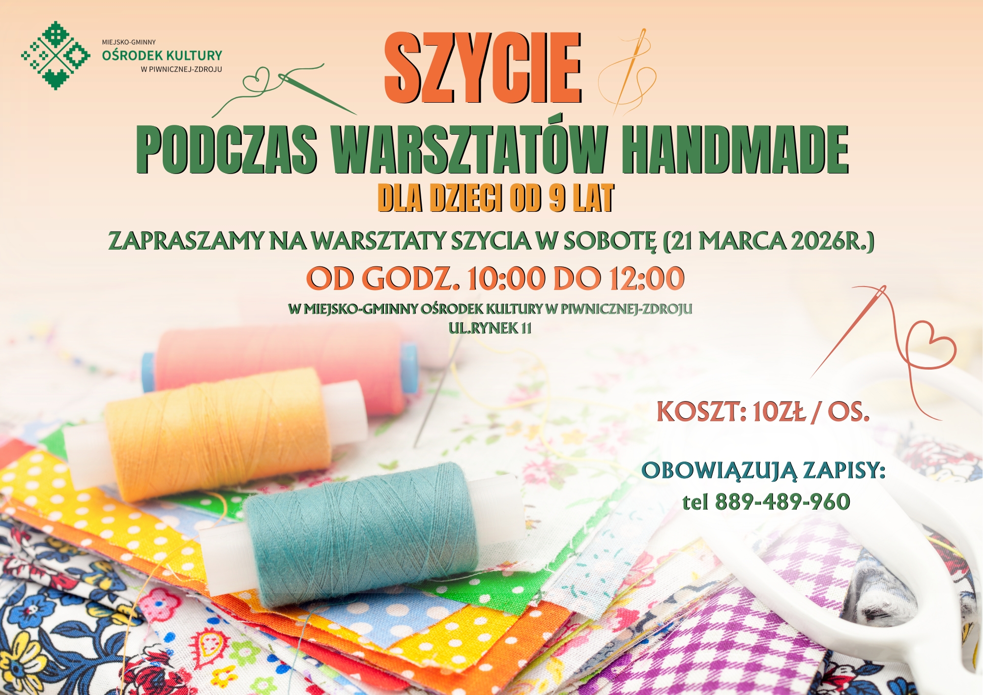 Zapraszamy na warsztaty szycia!!